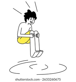 Ilustración plana de esquema de niño haciendo actividad en el tiempo de verano