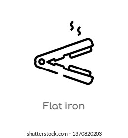 outline flat iron vector icon. isolated black simple line element illustration from beauty concept. editable vector stroke flat iron icon on white background
