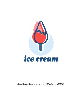 Outline flat logotype of ice cream. Vector logo of delicious dessert.