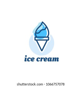 Outline flat logotype of ice cream. Vector logo of tasty dessert.