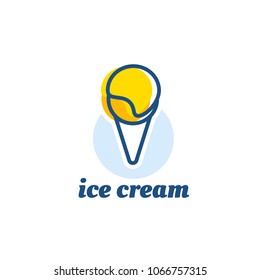Outline flat logotype of ice cream. Vector logo of frozen dessert.