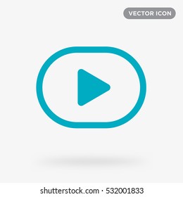 Outline flat music or video play icon illustration isolated vector, linear sign symbol