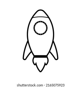 Outline Flat Rocket Vector in Animated Cartoon Icon Clipart Graphic Image Design