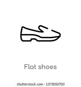 outline flat shoes vector icon. isolated black simple line element illustration from clothes concept. editable vector stroke flat shoes icon on white background