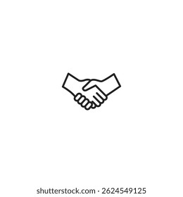 Icono de estilo plano de un apretón de manos entre dos manos de diferentes colores que simbolizan la unidad, la paz, la Asistencia y la solidaridad y materiales relacionados con el Día Mundial del Refugiado.