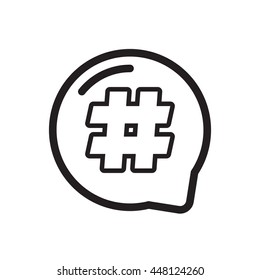 Outline Flat Style Icon of Hashtag in Speech Bubble 