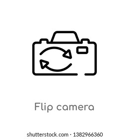 outline flip camera vector icon. isolated black simple line element illustration from electronic stuff fill concept. editable vector stroke flip camera icon on white background