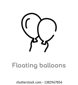 outline floating balloons vector icon. isolated black simple line element illustration from general concept. editable vector stroke floating balloons icon on white background