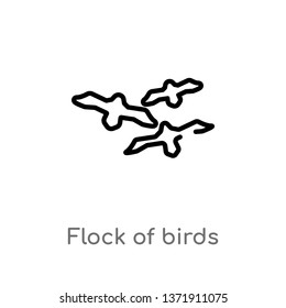 outline flock of birds vector icon. isolated black simple line element illustration from animals concept. editable vector stroke flock of birds icon on white background