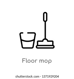 outline floor mop vector icon. isolated black simple line element illustration from cleaning concept. editable vector stroke floor mop icon on white background