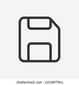 Outline floppy disk icon. Linear diskette sign, memory vector icon. Online data storage, memory device, save files and backup