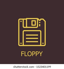Outline floppy vector icon. Floppy illustration for web, mobile apps, design. Floppy vector symbol.