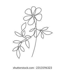 Outline floral hand drawn icon. Flower leaves contour silhouette vector. Line continuous botanical drawing. Floral design, abstract print, beauty branding, card, poster, logo. Minimal illustration.