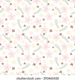 outline floral illustration seamless pattern