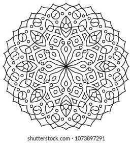 outline floral mandala vector, eastern style ornament. coloring book page