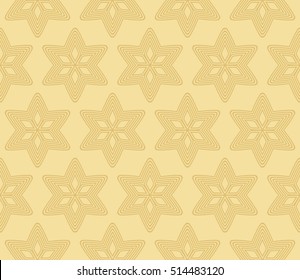 outline floral on sacred geometry pattern. gold color. vector illustration. for design invitation, wallpaper, fabric