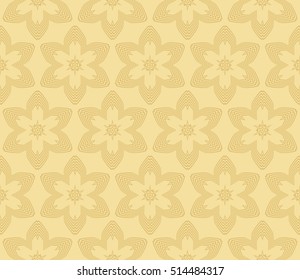 outline floral on sacred geometry pattern. gold color. vector illustration. for design invitation, wallpaper, fabric