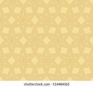 outline floral on sacred geometry pattern. gold color. vector illustration. for design invitation, wallpaper, fabric