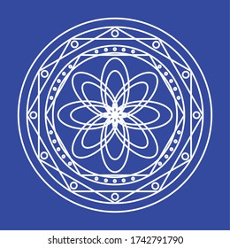 Outline of a floral pattern mandala over a colored background - Vector