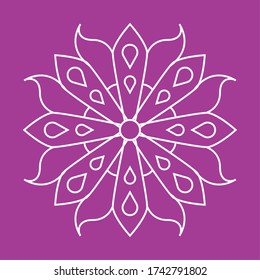 Kontur eines Blumenmusters mandala auf farbigem Hintergrund - Vector