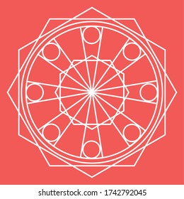 Outline of a floral pattern mandala over a colored background - Vector