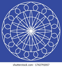 Outline of a floral pattern mandala over a colored background - Vector