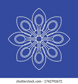 Kontur eines Blumenmusters mandala auf farbigem Hintergrund - Vector