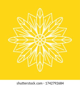 Outline of a floral pattern mandala over a colored background - Vector