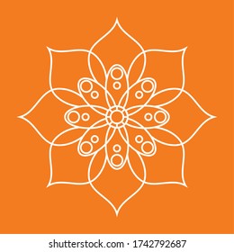 Outline of a floral pattern mandala over a colored background - Vector