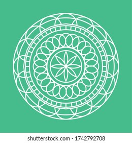 Outline of a floral pattern mandala over a colored background - Vector