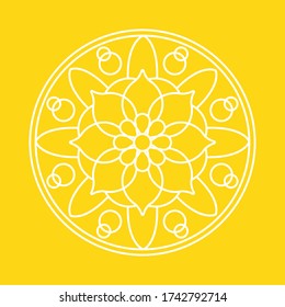 Outline of a floral pattern mandala over a colored background - Vector