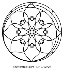 Outline of a floral pattern mandala - Vector