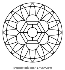 Outline of a floral pattern mandala - Vector