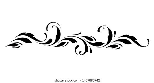 Outline floral pattern. Ornamental border for ribbons, fabric, wrapping Decorative design element for background and cover. Art work.