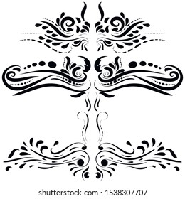 Outline floral pattern. Ornamental border for ribbons, fabric, wrapping Decorative design element for background and cover. Art work