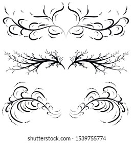 Outline floral pattern. Ornamental border for ribbons, fabric, wrapping Decorative design element for background and cover. Art work