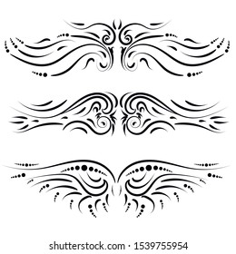 Outline floral pattern. Ornamental border for ribbons, fabric, wrapping Decorative design element for background and cover. Art work