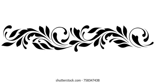 Outline floral pattern. Ornamental border for ribbons, fabric, wrapping, wallpaper, tape. Decorative design element for background and cover. Art work.