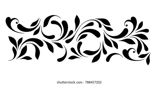 Outline floral pattern. Ornamental border for ribbons, fabric, wrapping, wallpaper, tape. Decorative design element for background and cover. Art work.