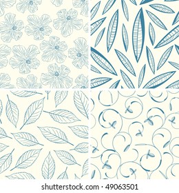 outline floral patterns in set