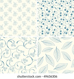 outline floral patterns in set