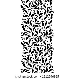 Outline floral seamless pattern. Vertical ornamental border for ribbons, fabric, wrapping, wallpaper, tape. Decorative design element for background and cover.