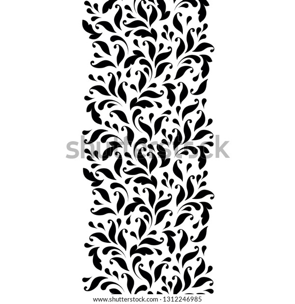 Outline Floral Seamless Pattern Vertical Ornamental Stock Vector