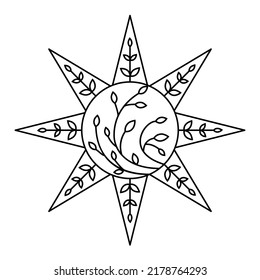 Contorno al sol floral. Ilustración vectorial mínima.