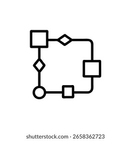 Outline flowchart path with squares diamonds circle process diagram