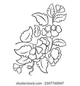 Outline, flower arrangement coloring by hand vector