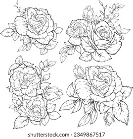 outline flower bouqet arrangement decoration