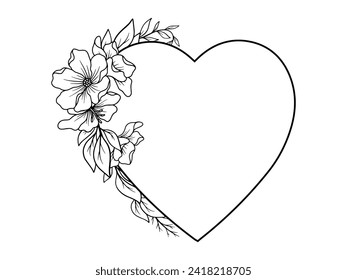 Outline Flower Bouquet Valentine Line Art
