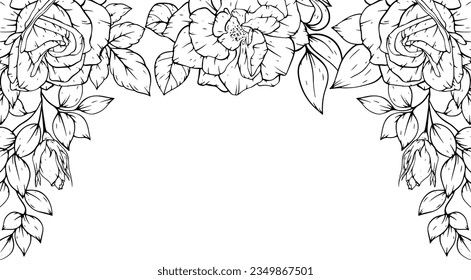 outline flower frame border decoration
