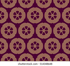 outline flower geometry pattern. gold on blue. vector illustration.
